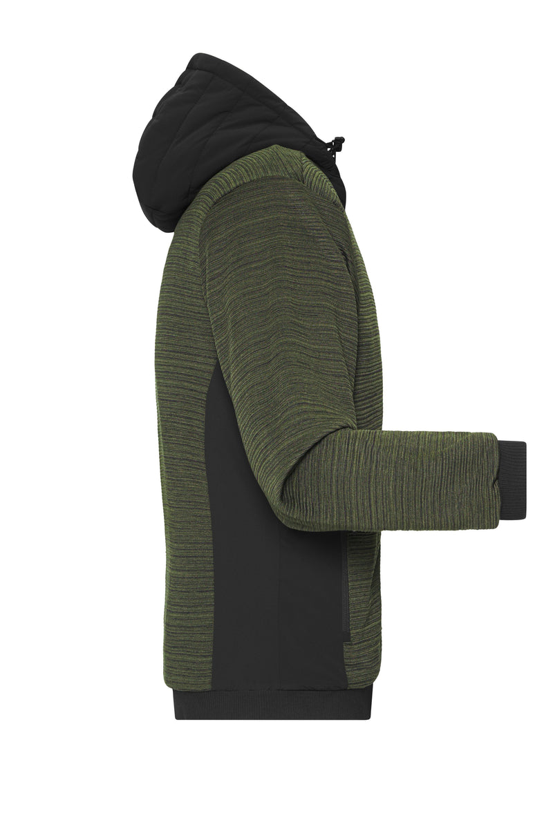 Laden Sie das Bild in Galerie -Viewer, Wattierte Strickfleece Jacke im attraktiven Materialmix - JN1844