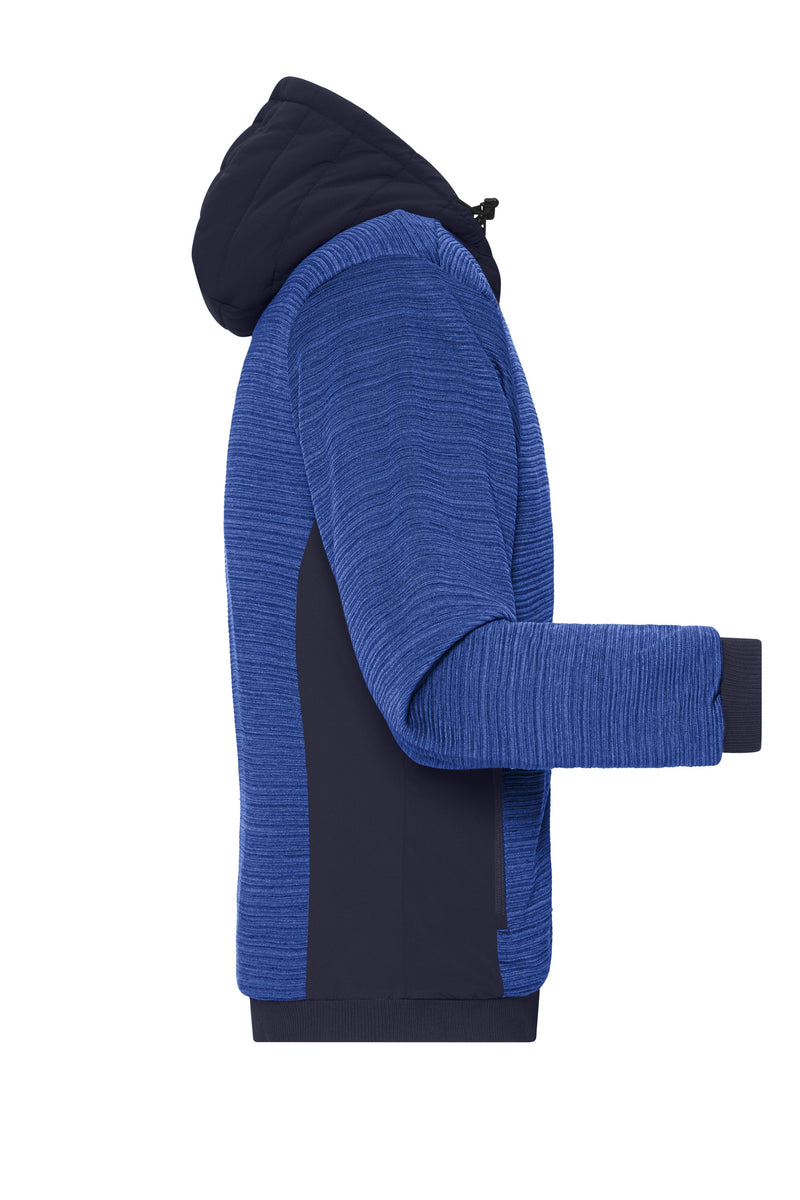 Laden Sie das Bild in Galerie -Viewer, Wattierte Strickfleece Jacke im attraktiven Materialmix - JN1844