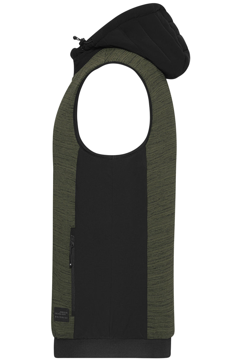 Laden Sie das Bild in Galerie -Viewer, Wattierte Strickfleece Weste im attraktiven Materialmix - JN1848