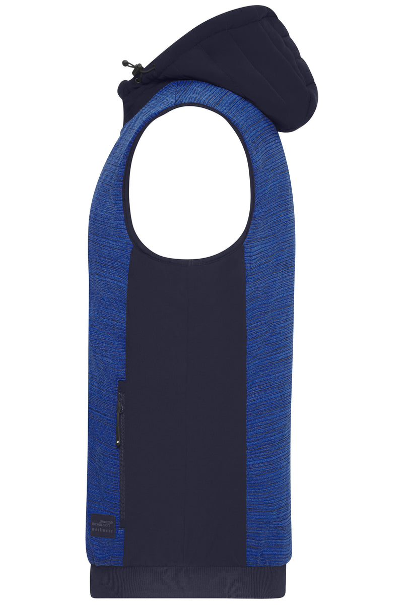 Laden Sie das Bild in Galerie -Viewer, Wattierte Strickfleece Weste im attraktiven Materialmix - JN1848