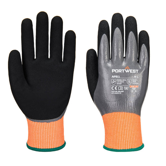 Cut F15 Nitril-Aqua Handschuh AP51
