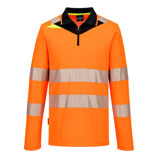 DX4 Hi-Vis Polo Shirt mit Reißverschluss langarm DX419