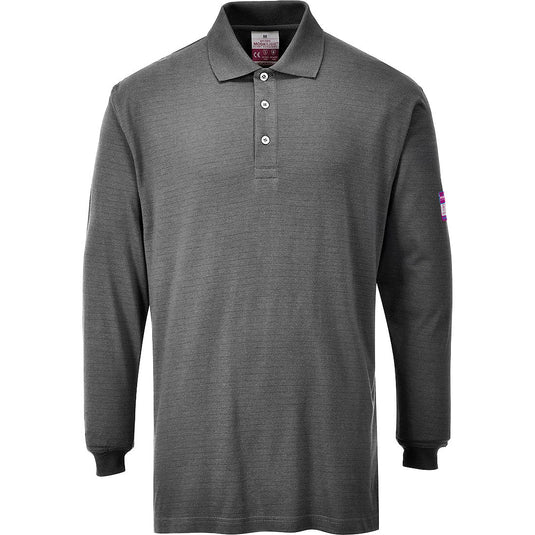 Flammhemmendes, antistatisches Langarm Poloshirt - FR10