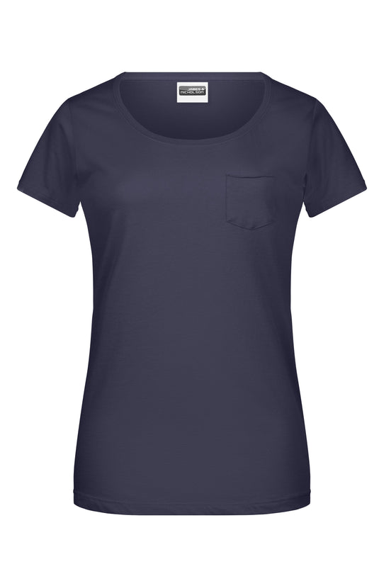 T-Shirt mit modischer Brusttasche - 8003