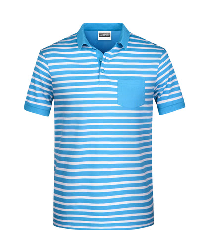 Polo in maritimem Look mit Brusttasche - 8030