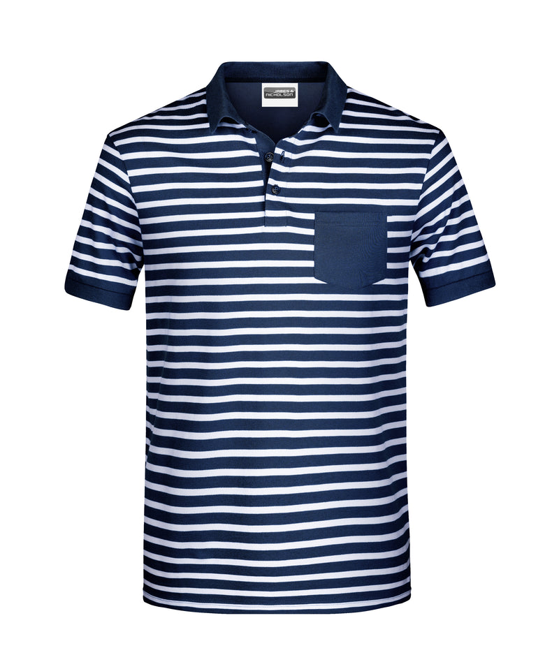 Laden Sie das Bild in Galerie -Viewer, Polo in maritimem Look mit Brusttasche - 8030
