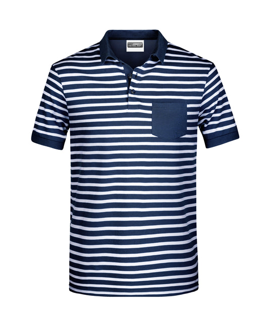 Polo in maritimem Look mit Brusttasche - 8030
