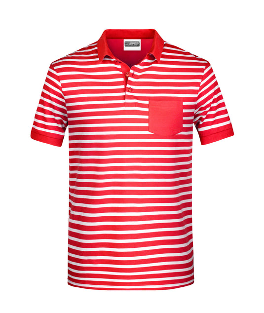 Polo in maritimem Look mit Brusttasche - 8030