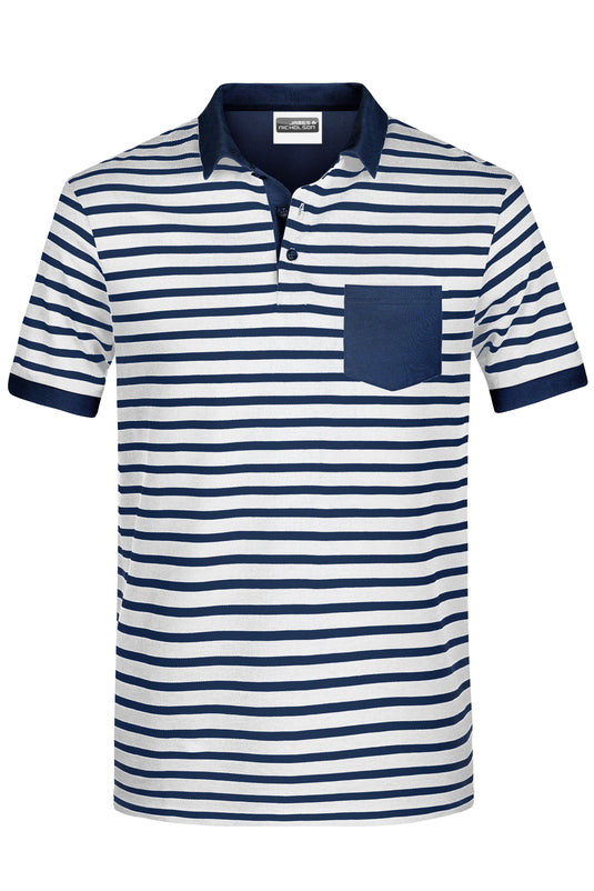 Polo in maritimem Look mit Brusttasche - 8030