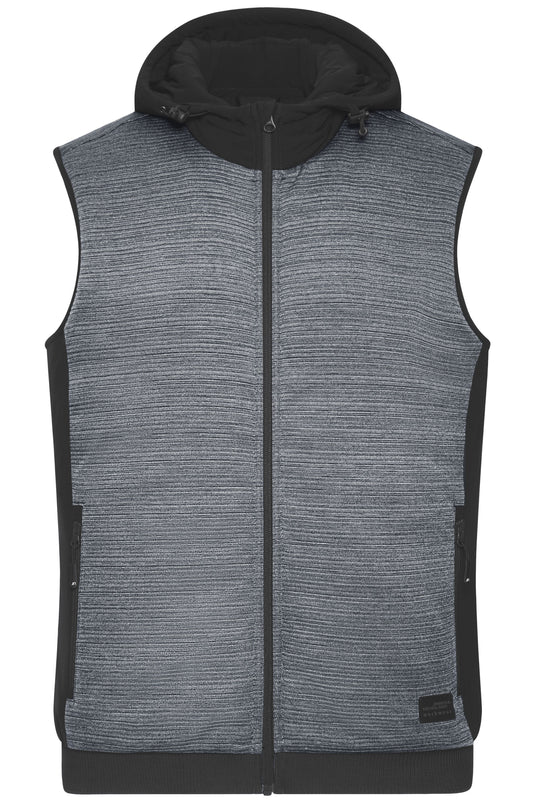 Wattierte Strickfleece Weste im attraktiven Materialmix - JN1848