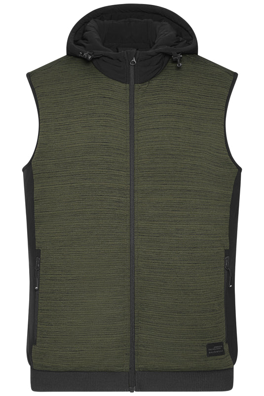 Wattierte Strickfleece Weste im attraktiven Materialmix - JN1848
