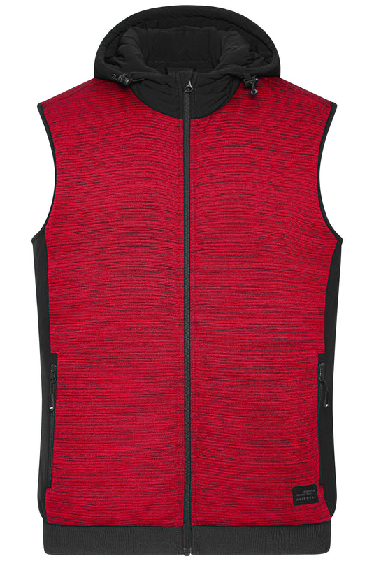 Wattierte Strickfleece Weste im attraktiven Materialmix - JN1848