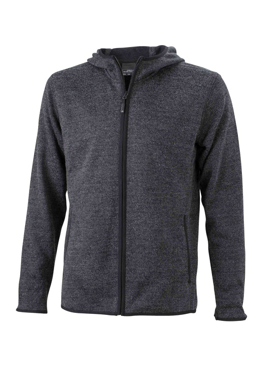 Kapuzenjacke aus Strickfleece in Melangeoptik - Herren - JN589