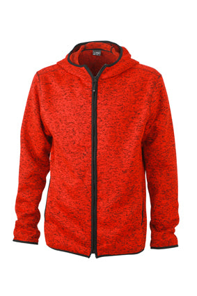 Laden Sie das Bild in Galerie -Viewer, Kapuzenjacke aus Strickfleece in Melangeoptik - Herren - JN589
