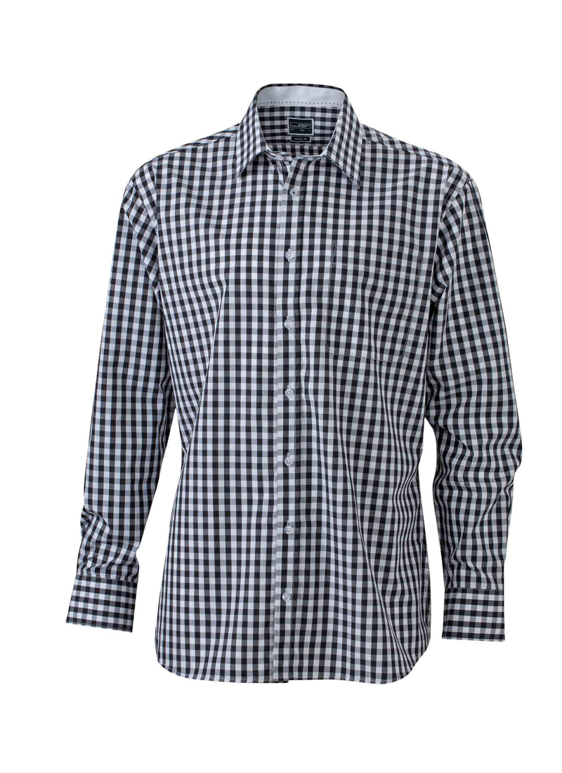 Laden Sie das Bild in Galerie -Viewer, Modisches Karoshirt mit Uni-Einsätzen an Kragen und Manschette - JN617
