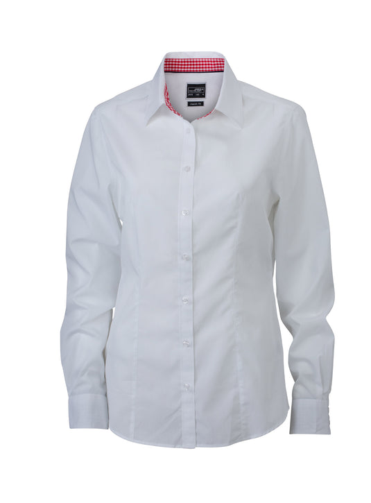 Modisches Shirt mit Karo-Einsätzen an Kragen und Manschette - JN618