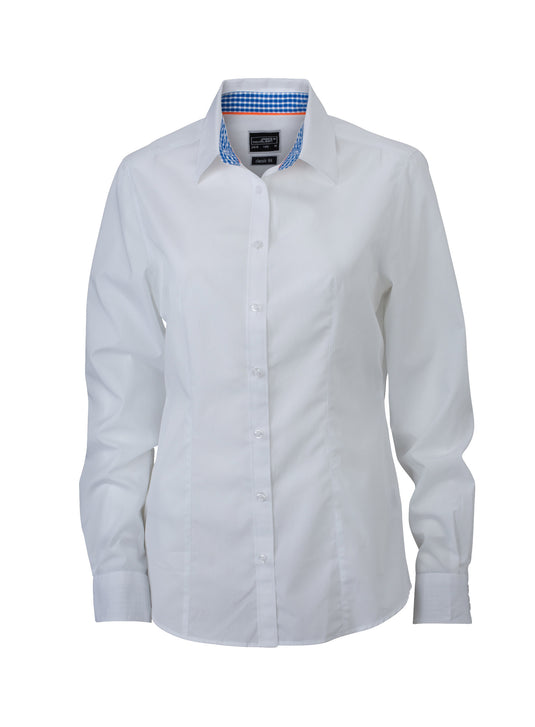 Modisches Shirt mit Karo-Einsätzen an Kragen und Manschette - JN618