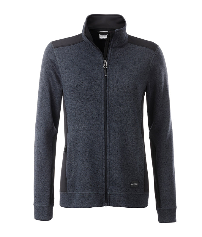 Laden Sie das Bild in Galerie -Viewer, Pflegeleichte Strickfleece Jacke im Materialmix - JN861
