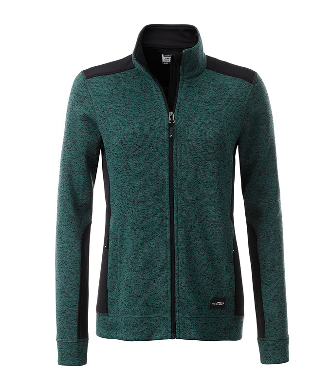 Laden Sie das Bild in Galerie -Viewer, Pflegeleichte Strickfleece Jacke im Materialmix - JN861
