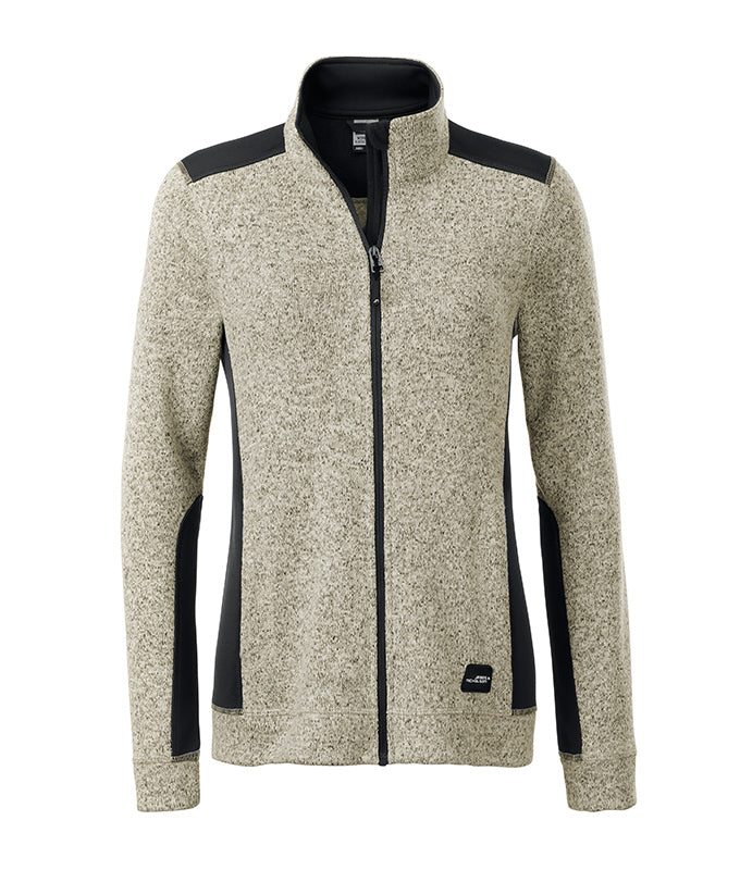 Laden Sie das Bild in Galerie -Viewer, Pflegeleichte Strickfleece Jacke im Materialmix - JN861
