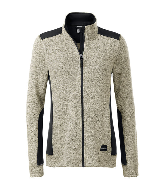 Pflegeleichte Strickfleece Jacke im Materialmix - JN861