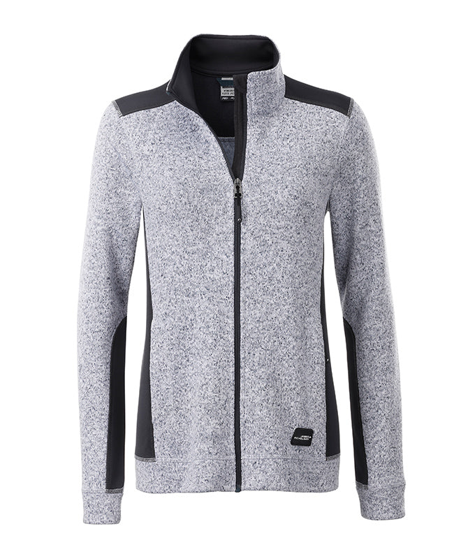 Laden Sie das Bild in Galerie -Viewer, Pflegeleichte Strickfleece Jacke im Materialmix - JN861
