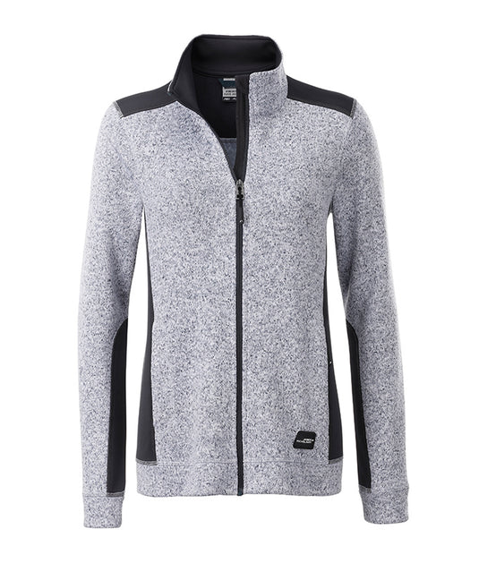 Pflegeleichte Strickfleece Jacke im Materialmix - JN861