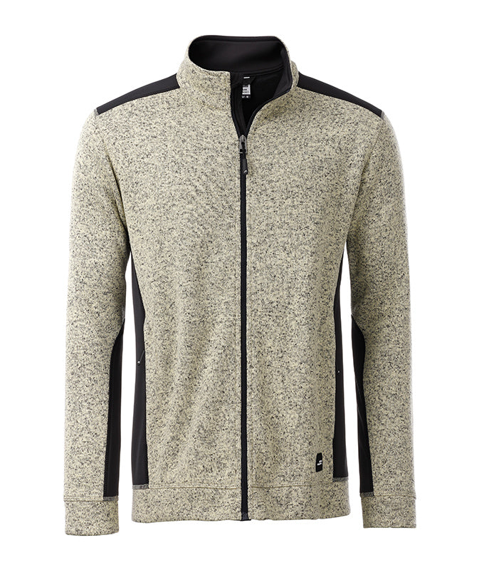 Laden Sie das Bild in Galerie -Viewer, Pflegeleichte Strickfleece Jacke im Materialmix - JN862
