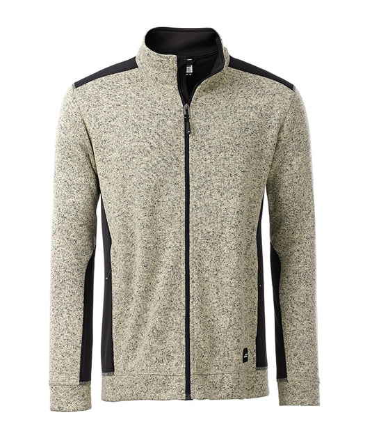 Pflegeleichte Strickfleece Jacke im Materialmix - JN862