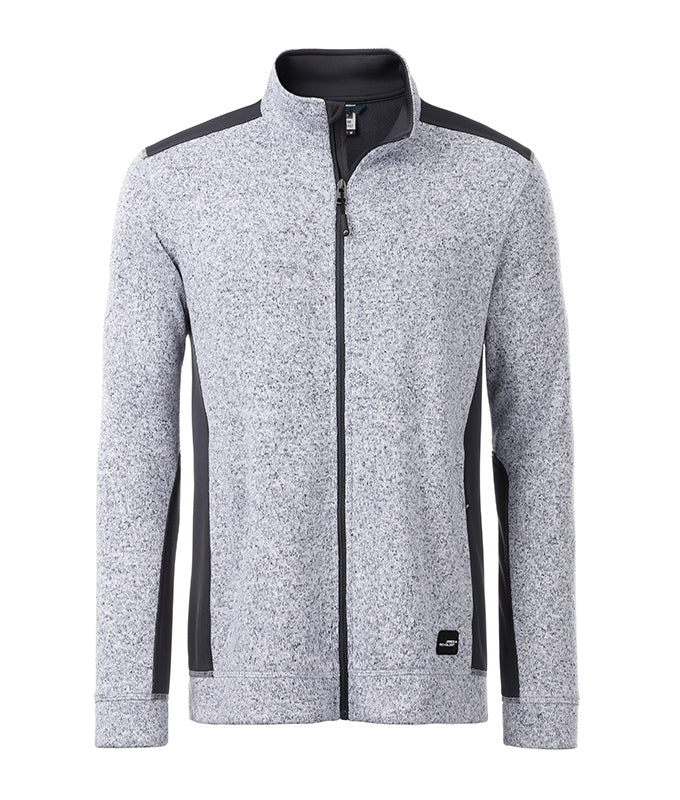 Laden Sie das Bild in Galerie -Viewer, Pflegeleichte Strickfleece Jacke im Materialmix - JN862
