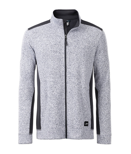 Pflegeleichte Strickfleece Jacke im Materialmix - JN862