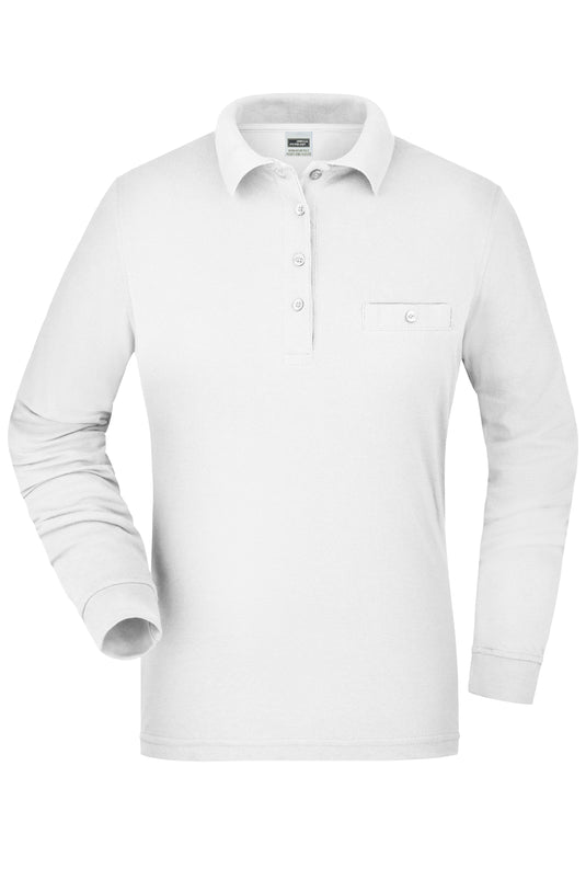 Pflegeleichtes und strapazierfähiges Langarm Polo mit Brusttasche - JN865
