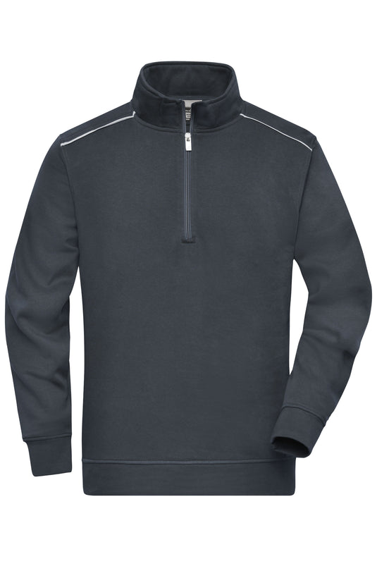 Sweatshirt mit Stehkragen, Reißverschluss und Kontrastpaspel - JN895