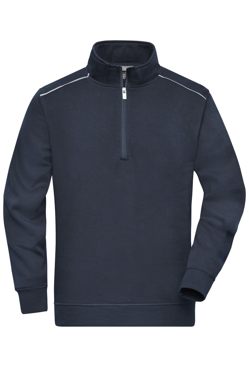Laden Sie das Bild in Galerie -Viewer, Sweatshirt mit Stehkragen, Reißverschluss und Kontrastpaspel - JN895
