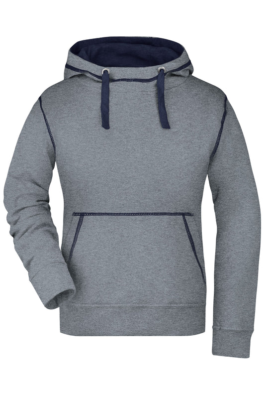Kapuzensweat mit modischen Kontrastnähten - Damen - JN960