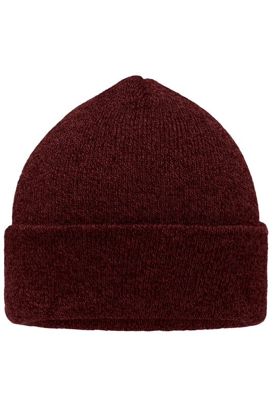 Melierte Strickmütze mit Umschlag - MB7122