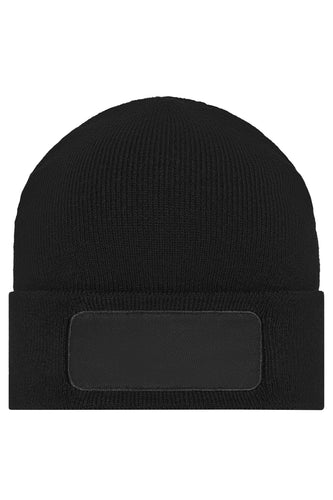 Klassische Strickmütze mit Baumwoll-Patch - MB7403