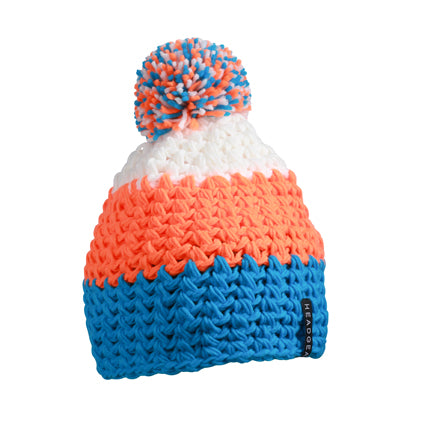 Angesagte 3-farbige Häkelmütze mit Pompon - MB7940