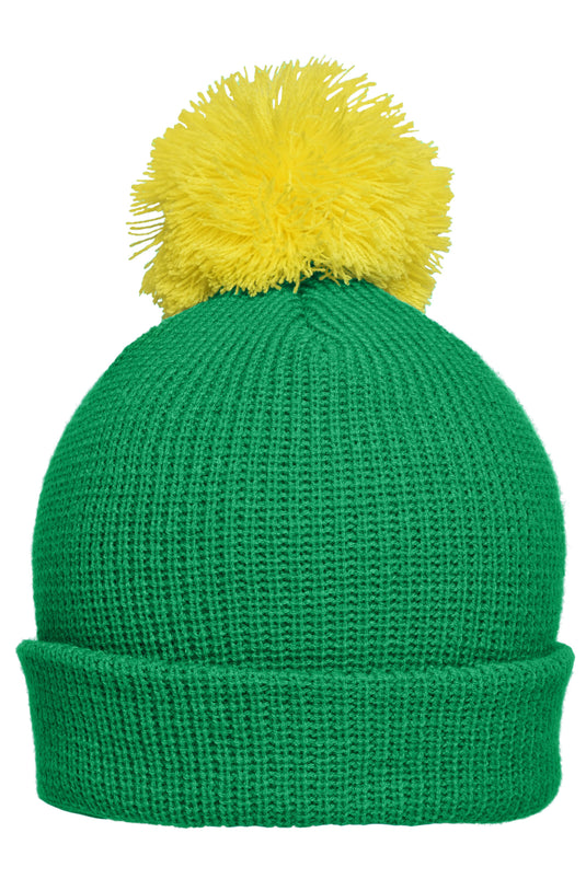 Strickmütze mit Umschlag und Pompon - MB7967