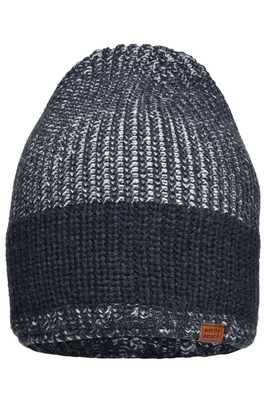 Melierte Strickmütze in modischem Ripp-Design - MB7993