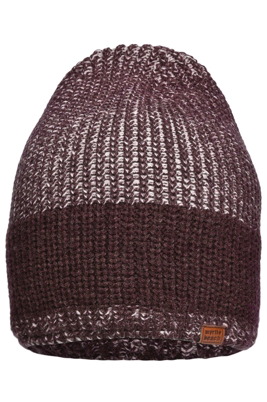 Melierte Strickmütze in modischem Ripp-Design - MB7993