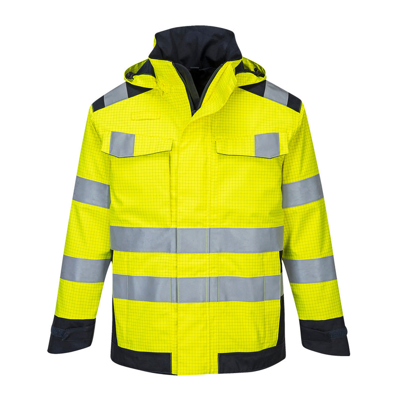 Laden Sie das Bild in Galerie -Viewer, Modaflame Rain Multinorm Jacke mit Lichtbogen Schutz - MV70
