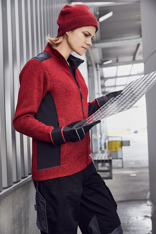 Laden Sie das Bild in Galerie -Viewer, Pflegeleichte Strickfleece Jacke im Materialmix - JN861
