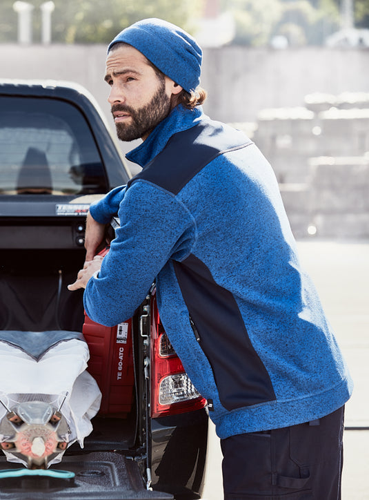 Pflegeleichte Strickfleece Jacke im Materialmix - JN862