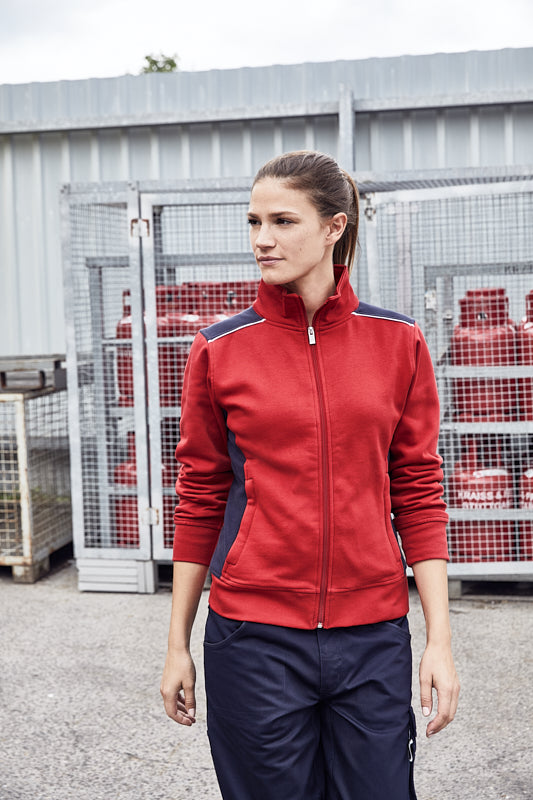 Sweat-Jacke mit Stehkragen und Kontrasteinsätzen - JN869