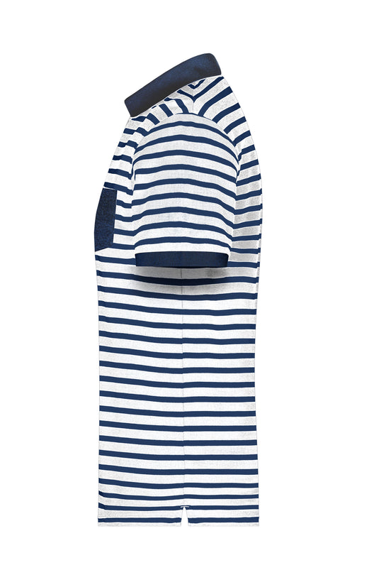 Polo in maritimem Look mit Brusttasche - 8030
