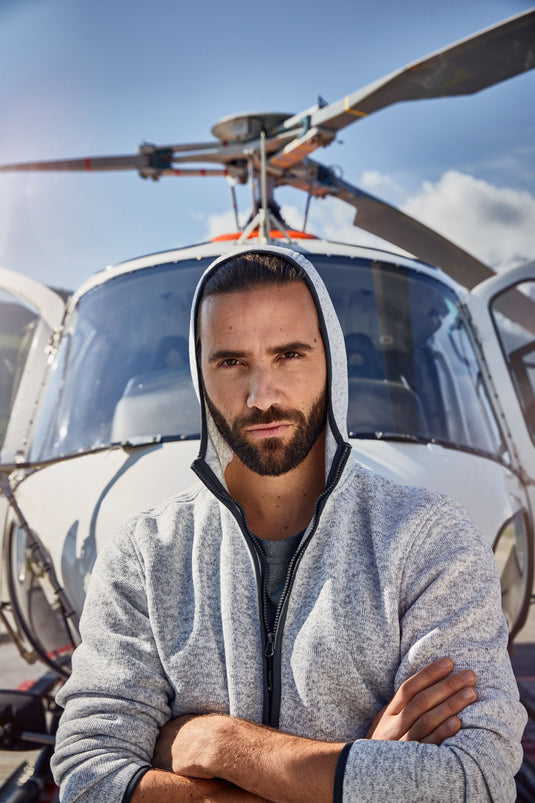 Kapuzenjacke aus Strickfleece in Melangeoptik - Herren - JN589