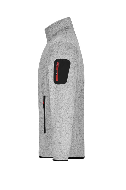 Modische Strickfleece Jacke mit Stehkragen - JN762