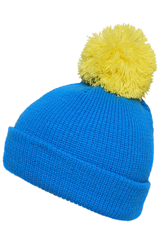 Strickmütze mit Umschlag und Pompon - MB7967