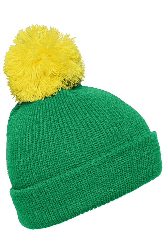 Strickmütze mit Umschlag und Pompon - MB7967
